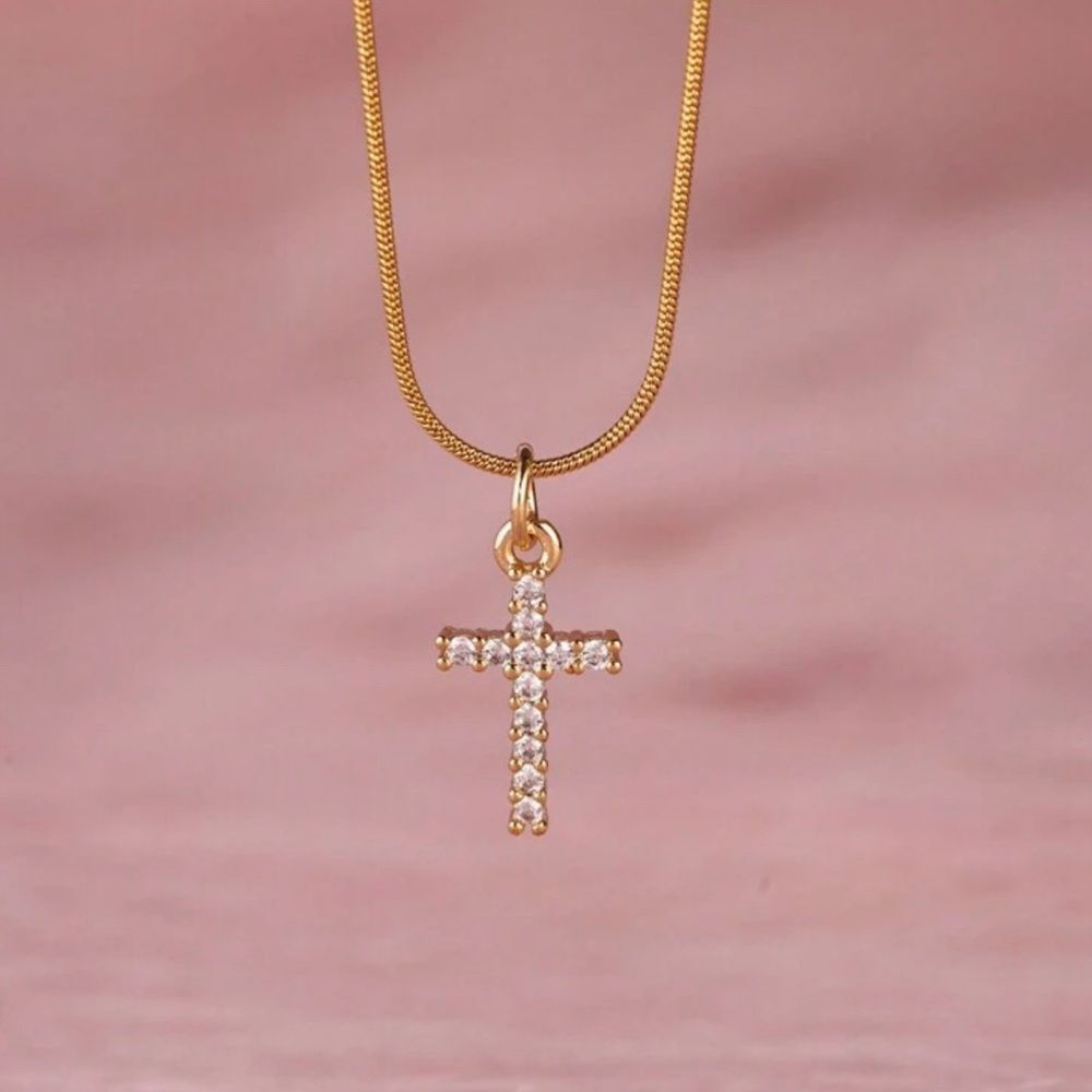 Gold Cross Pendant Necklace S1318 32$